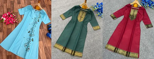 Stylish Slub Kurta For Women Combo Of 3