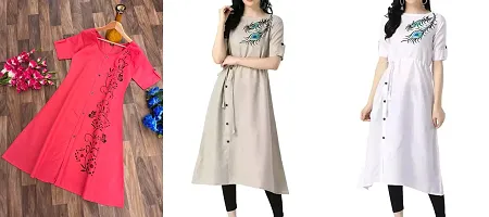 Stylish Slub Kurta For Women Combo Of 3