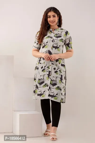 Stylish Straight Printed Cotton Blend Kurta-thumb0