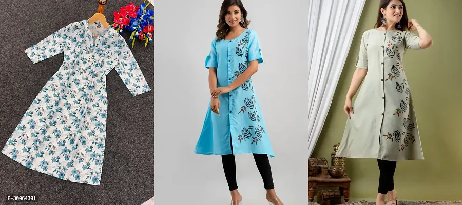 Fancy Cotton Slub Kurtas For Women Pack Of 3