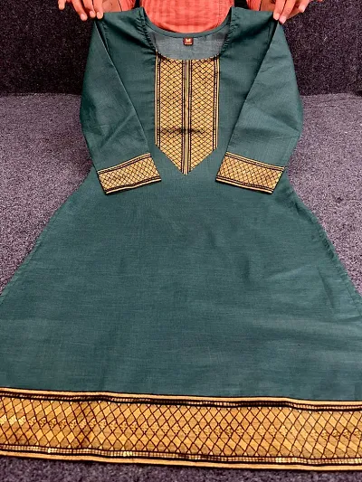 Stylish Embroidered Slub Kurta For Women