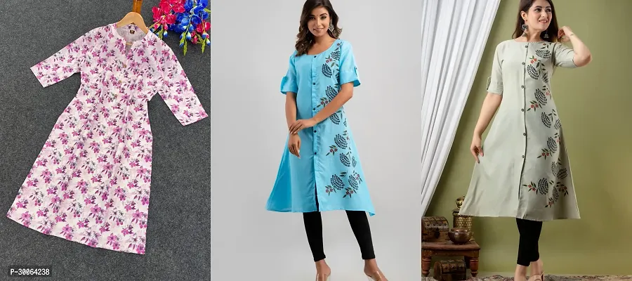 Fancy Cotton Slub Kurtas For Women Pack Of 3