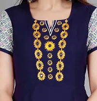 PEELOANE LABELA Fashion Women's New Elegance Regular Fit Soft Cotton Short Sleeve V-Neck Casual Lightweight Round Kurti-thumb1