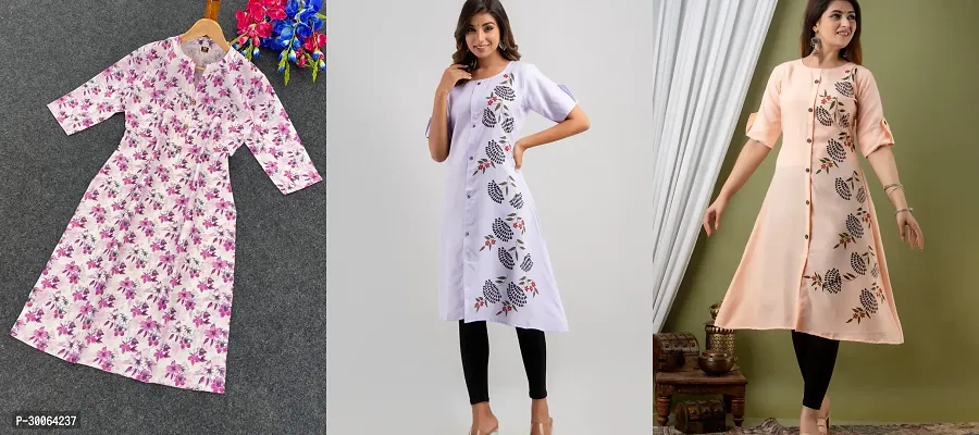 Fancy Cotton Slub Kurtas For Women Pack Of 3