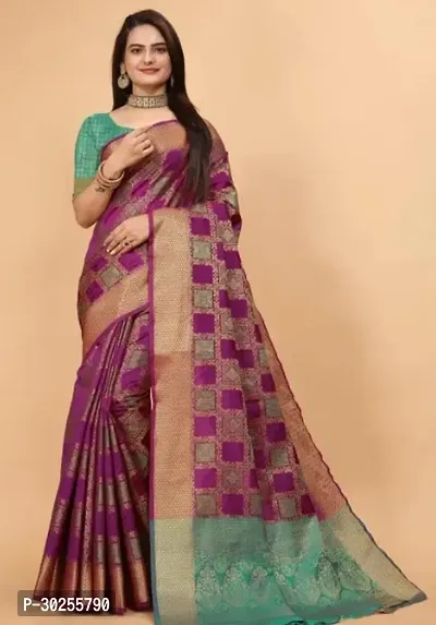 Elegant Multicoloured Cotton Saree with Blouse piece For Women