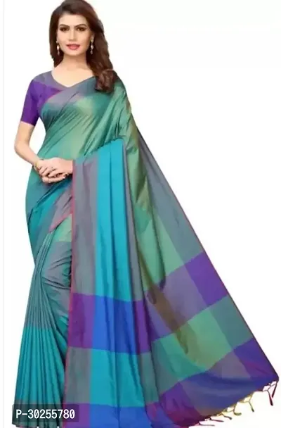 Elegant Multicoloured Art Silk Saree with Blouse piece For Women-thumb0