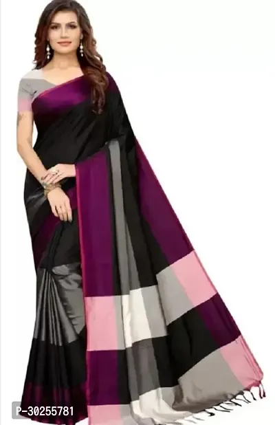 Elegant Multicoloured Art Silk Saree with Blouse piece For Women-thumb0