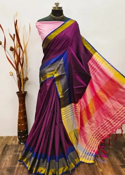 Hot Selling Cotton Silk Saree with Blouse piece 