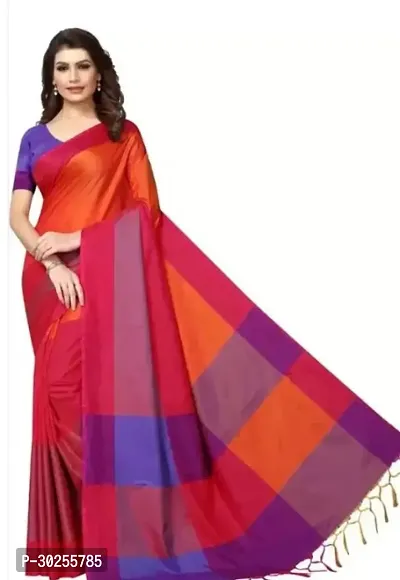 Elegant Multicoloured Art Silk Saree with Blouse piece For Women-thumb0