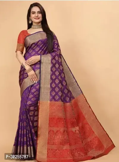 Elegant Multicoloured Cotton Saree with Blouse piece For Women