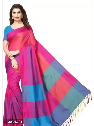 Elegant Multicoloured Art Silk Saree with Blouse piece For Women-thumb0