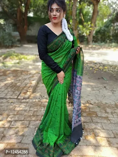 Women Cotton Printed Saree with Blouse piece