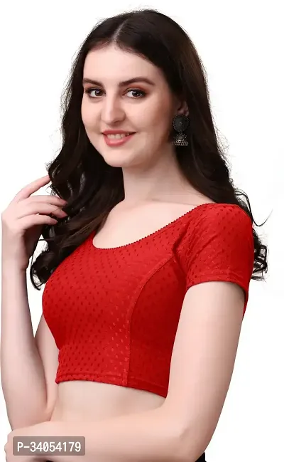 Stylish Red Cotton Blend Stitched Blouse for women-thumb3