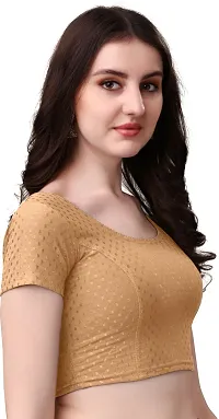 Stylish Beige Cotton Blend Stitched Blouse for women-thumb2