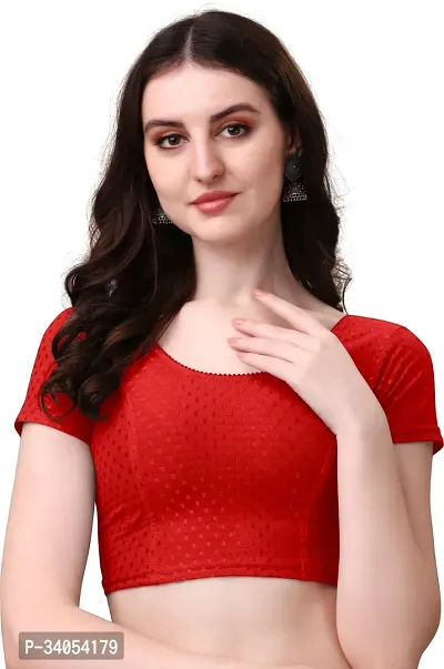 Stylish Red Cotton Blend Stitched Blouse for women-thumb0