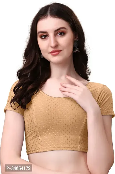 Stylish Beige Cotton Blend Stitched Blouse for women-thumb0