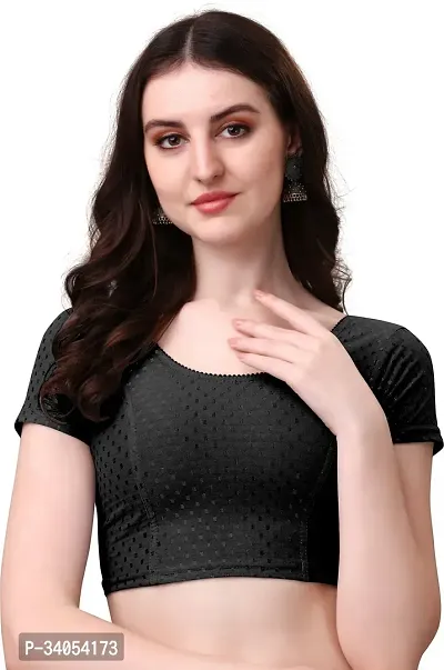 Stylish Black Cotton Blend Stitched Blouse for women-thumb0