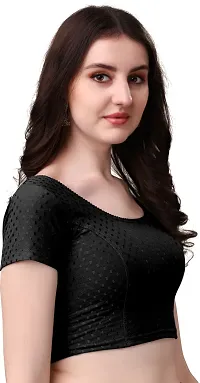 Stylish Black Cotton Blend Stitched Blouse for women-thumb3