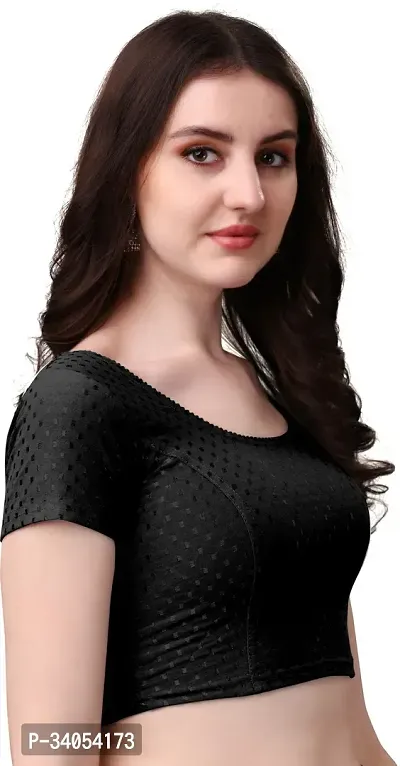 Stylish Black Cotton Blend Stitched Blouse for women-thumb4