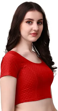 Stylish Red Cotton Blend Stitched Blouse for women-thumb3