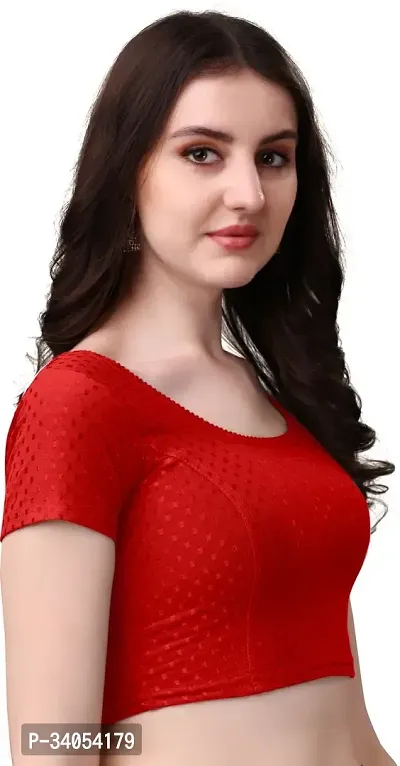 Stylish Red Cotton Blend Stitched Blouse for women-thumb4