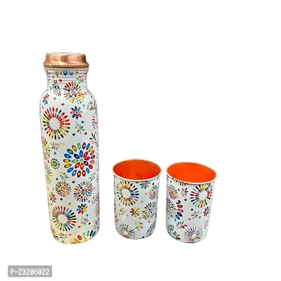 Copper Bottle with Two Glasses (Bottle 1 Liter With 2 Glass 300 Ml. Each)