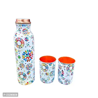 Copper Bottle with Two Glasses (Bottle 1 Liter With 2 Glass 300 Ml. Each)-thumb0