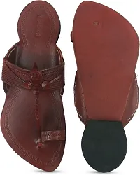 Stylish Maroon Leather Slippers For Men-thumb2