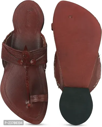 Stylish Maroon Leather Slippers For Men-thumb3