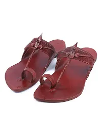 Stylish Red Leather Textured One Toe Flats For Men-thumb4