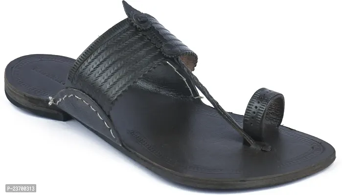 Stylish Black Leather Slippers For Men