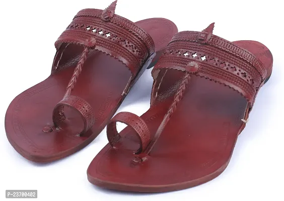 Stylish Maroon Leather Slippers For Men-thumb4