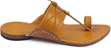 Stylish Yellow Leather Slippers For Men-thumb1