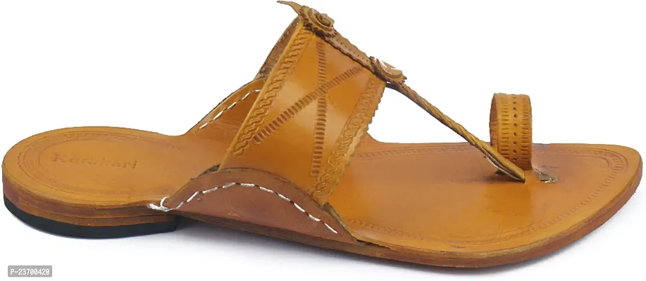 Stylish Yellow Leather Slippers For Men-thumb2