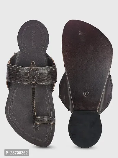 Stylish Brown Leather Slippers For Men-thumb4