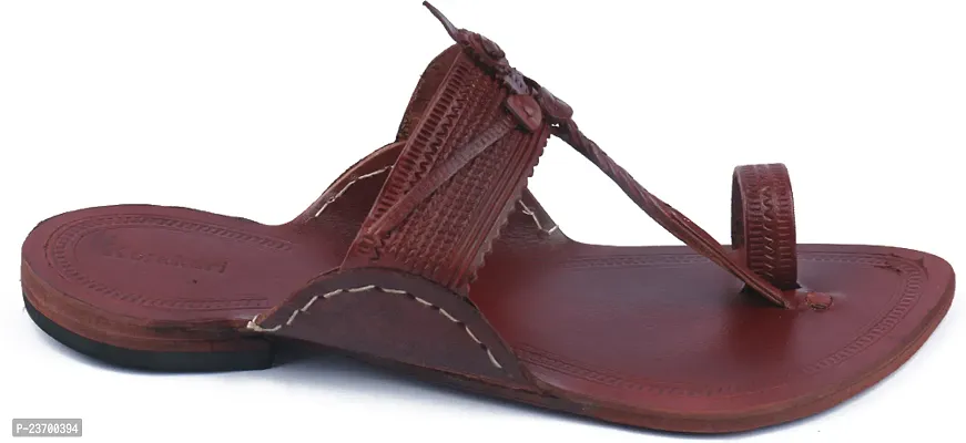 Stylish Maroon Leather Slippers For Men-thumb5