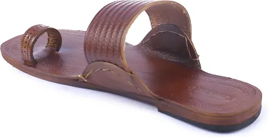 Stylish Brown Leather Slippers For Men-thumb2