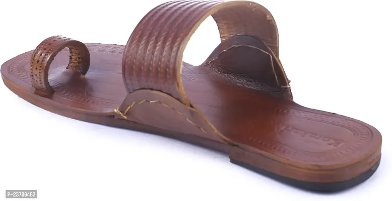 Stylish Brown Leather Slippers For Men-thumb3