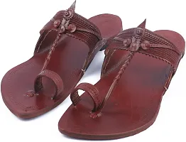 Stylish Maroon Leather Slippers For Men-thumb3