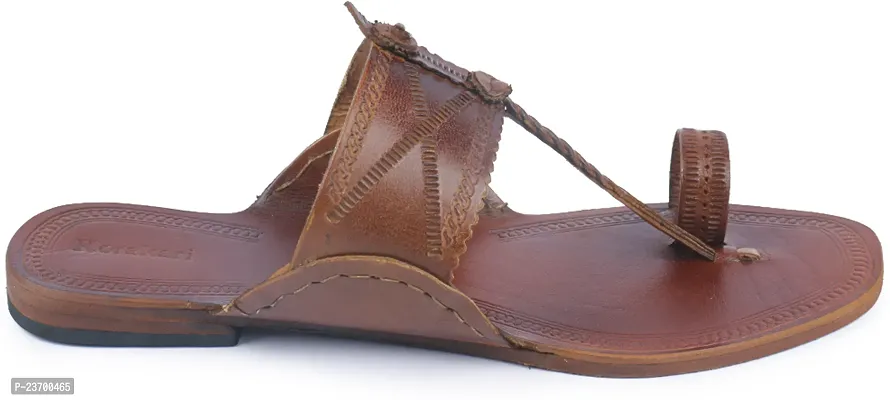 Stylish Brown Leather Slippers For Men-thumb2