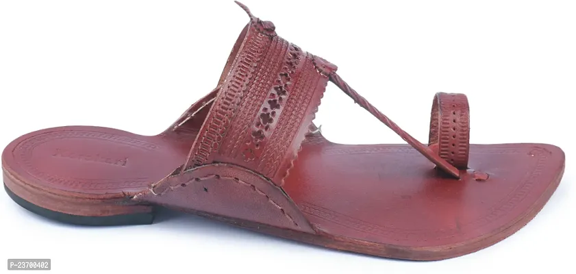 Stylish Maroon Leather Slippers For Men-thumb2