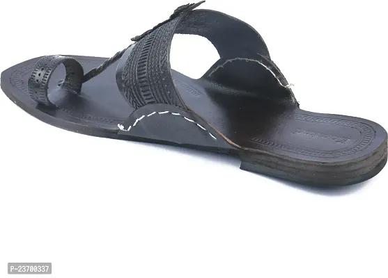 Stylish Black Leather Slippers For Men-thumb2