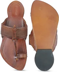 Stylish Brown Leather Slippers For Men-thumb3