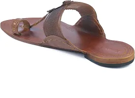 Stylish Brown Leather Slippers For Men-thumb2