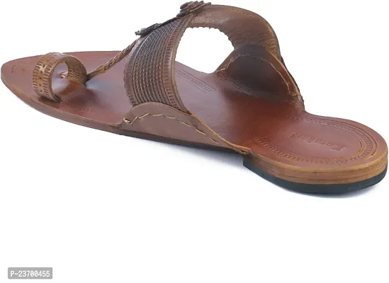 Stylish Brown Leather Slippers For Men-thumb3