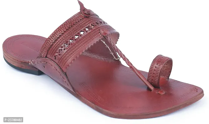 Stylish Maroon Leather Slippers For Men