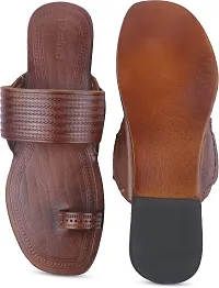 Stylish Brown Leather Slippers For Men-thumb3