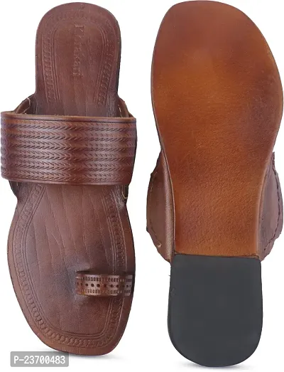 Stylish Brown Leather Slippers For Men-thumb5