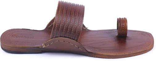 Stylish Brown Leather Slippers For Men-thumb1