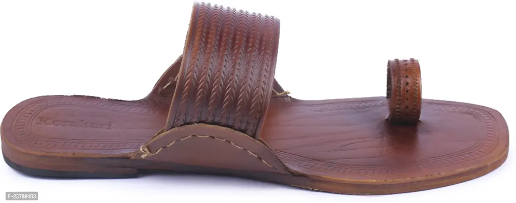 Stylish Brown Leather Slippers For Men-thumb2